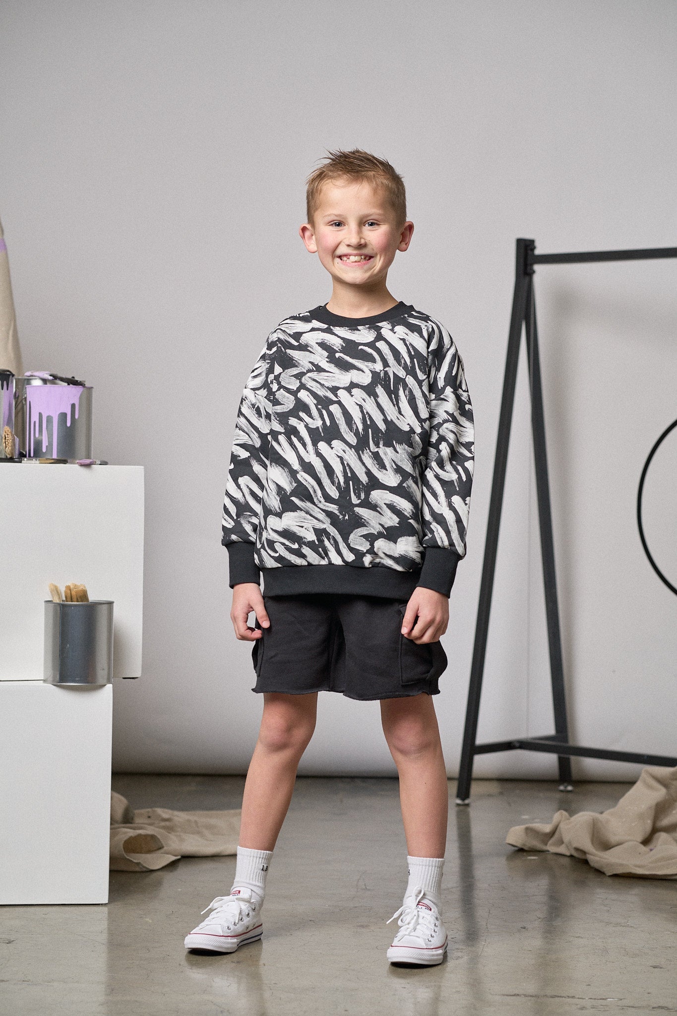Raw Edge Cargo Short - Black
