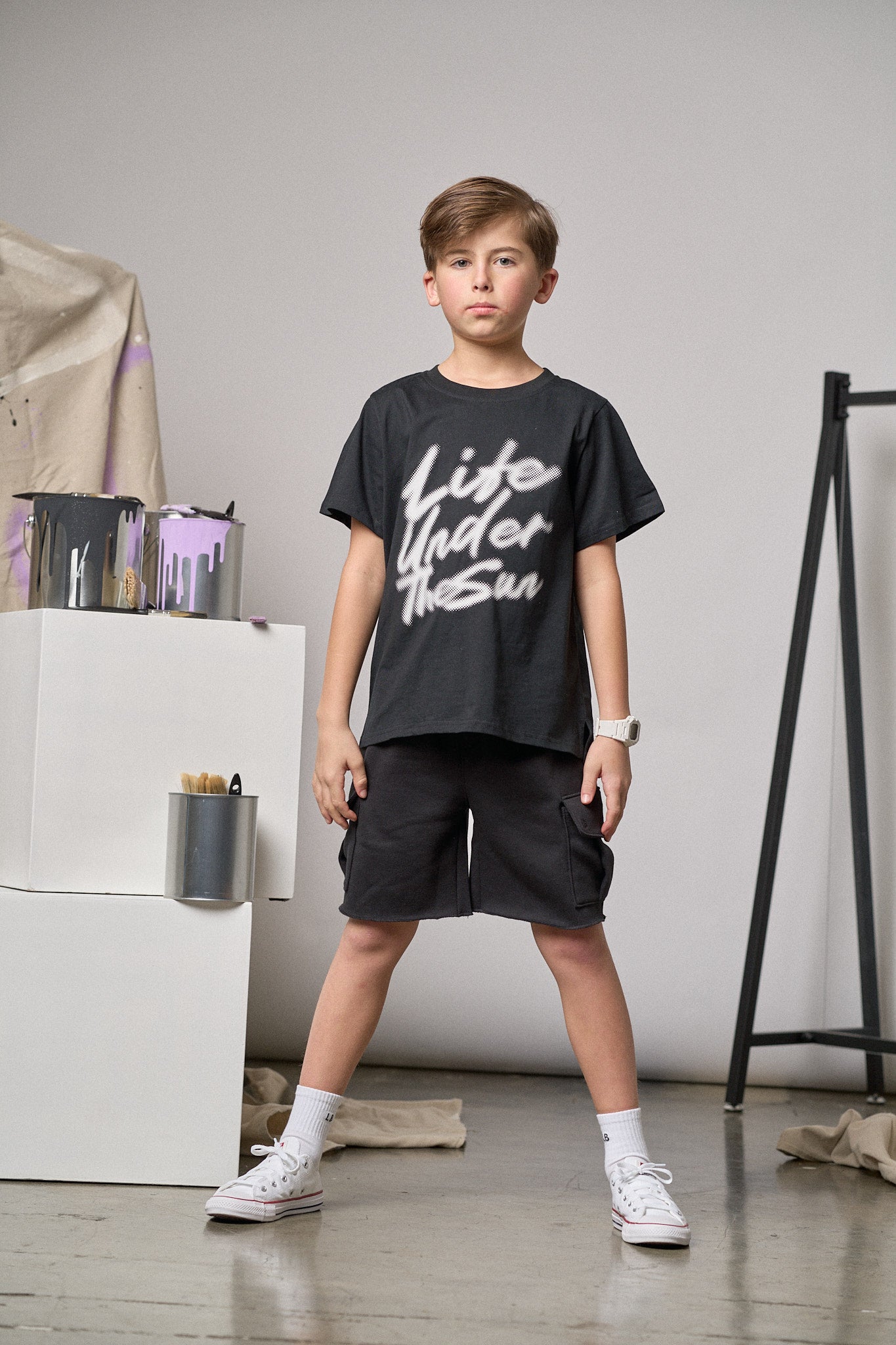 Raw Edge Cargo Short - Black