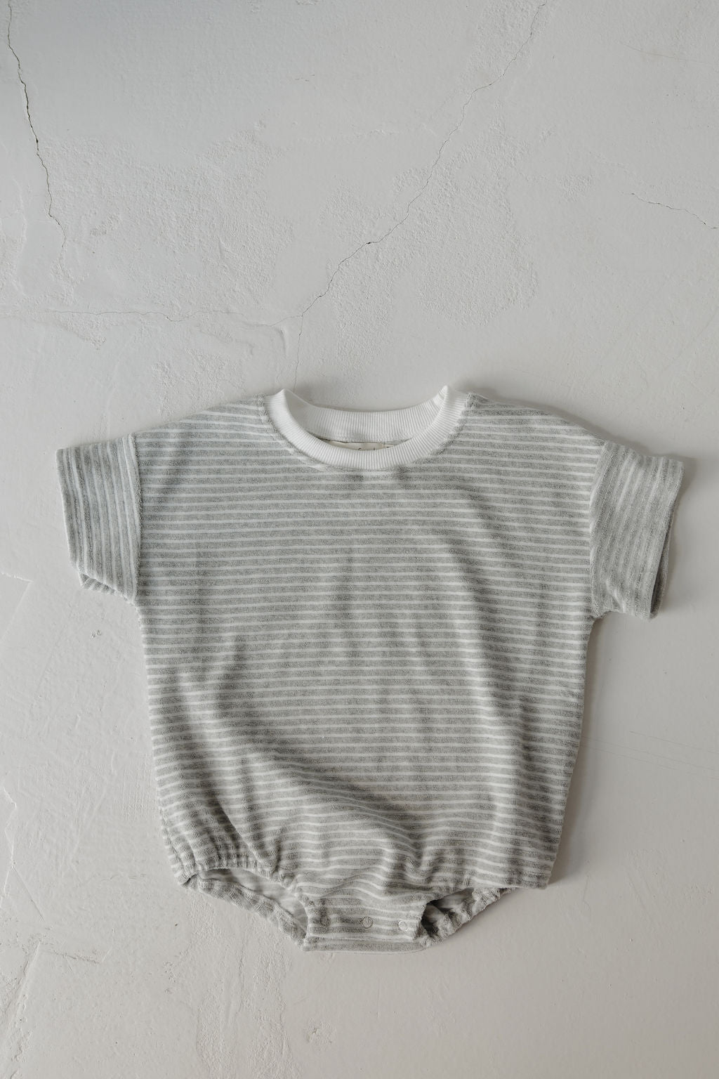 Terry T-Shirt Romper | Grey Stripe