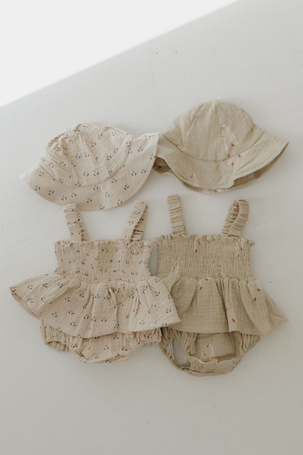 Sleeveless Muslin Romper & Hat | Flora