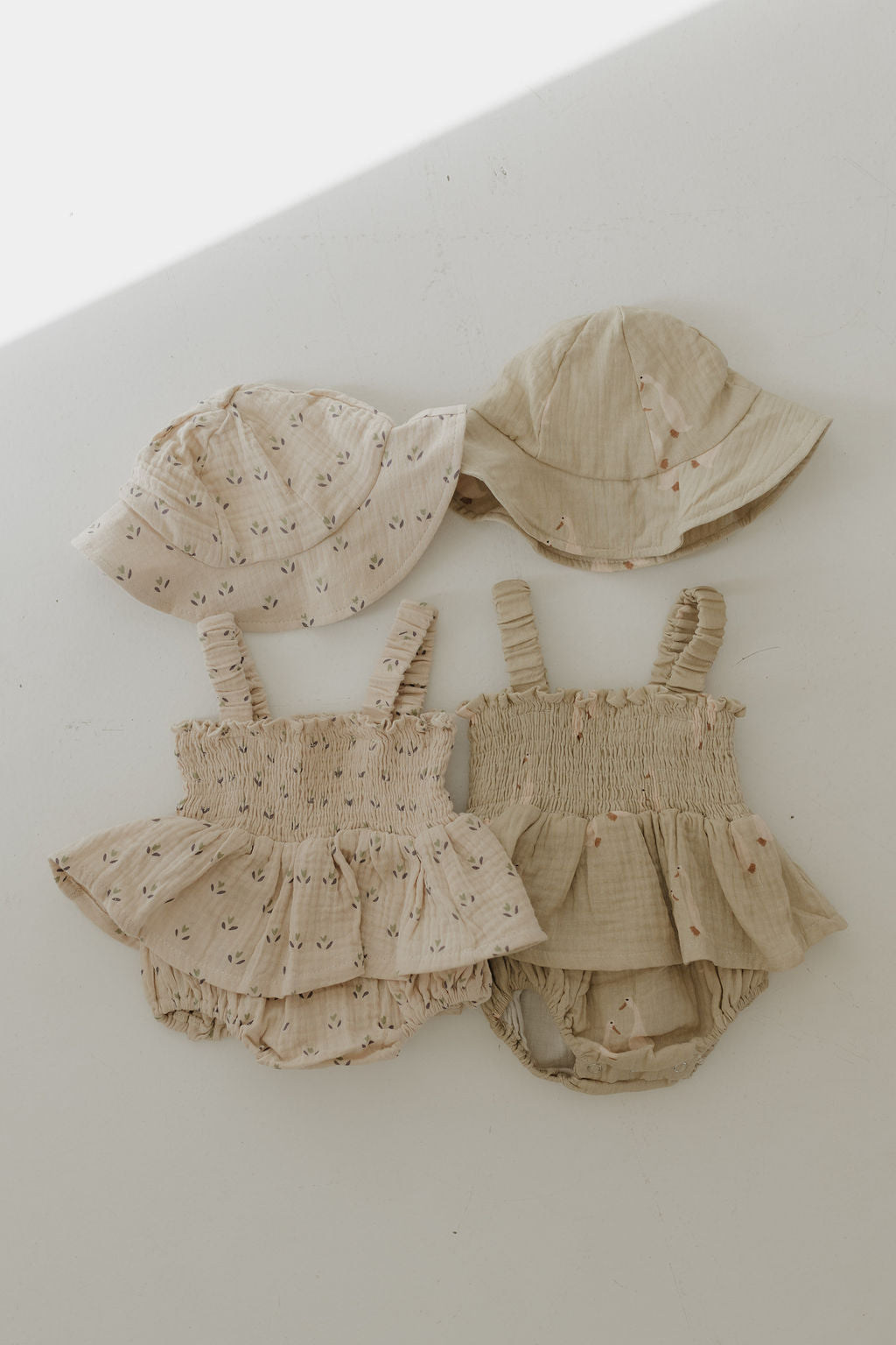 Sleeveless Muslin Romper & Hat | Flora