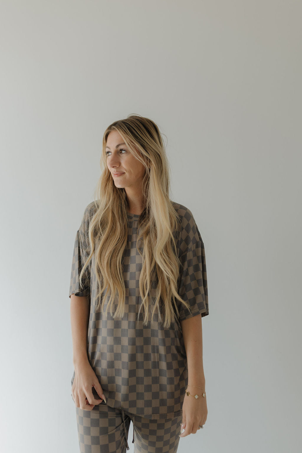 Short Sleeve Women's Bamboo Pajama | Faded Checkerboard