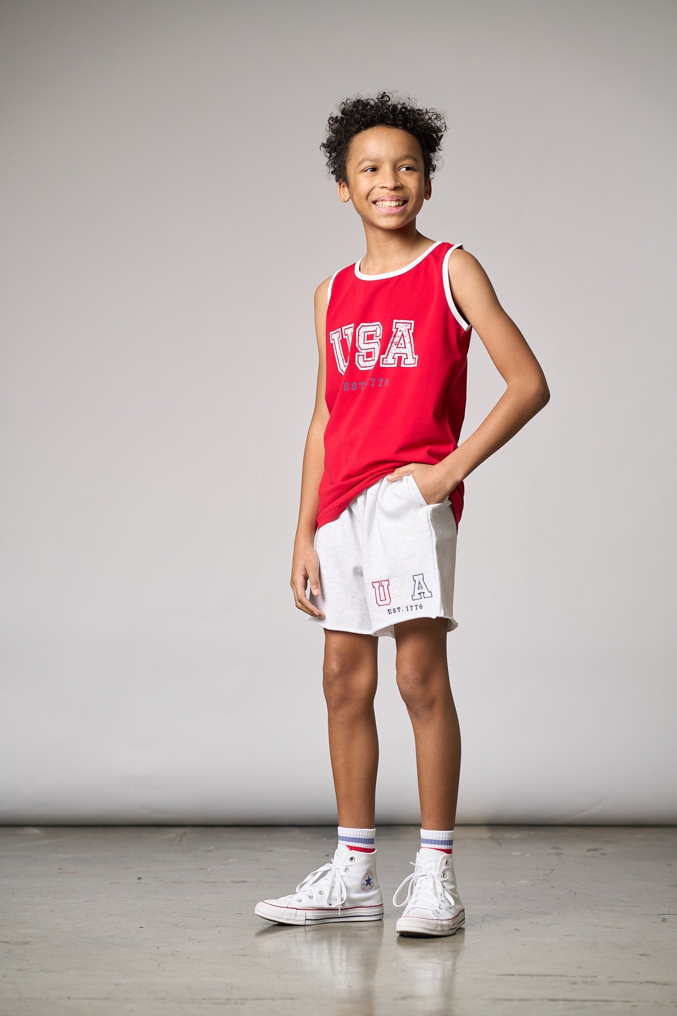 USA Raw Edge Sweatshort - Heather Grey