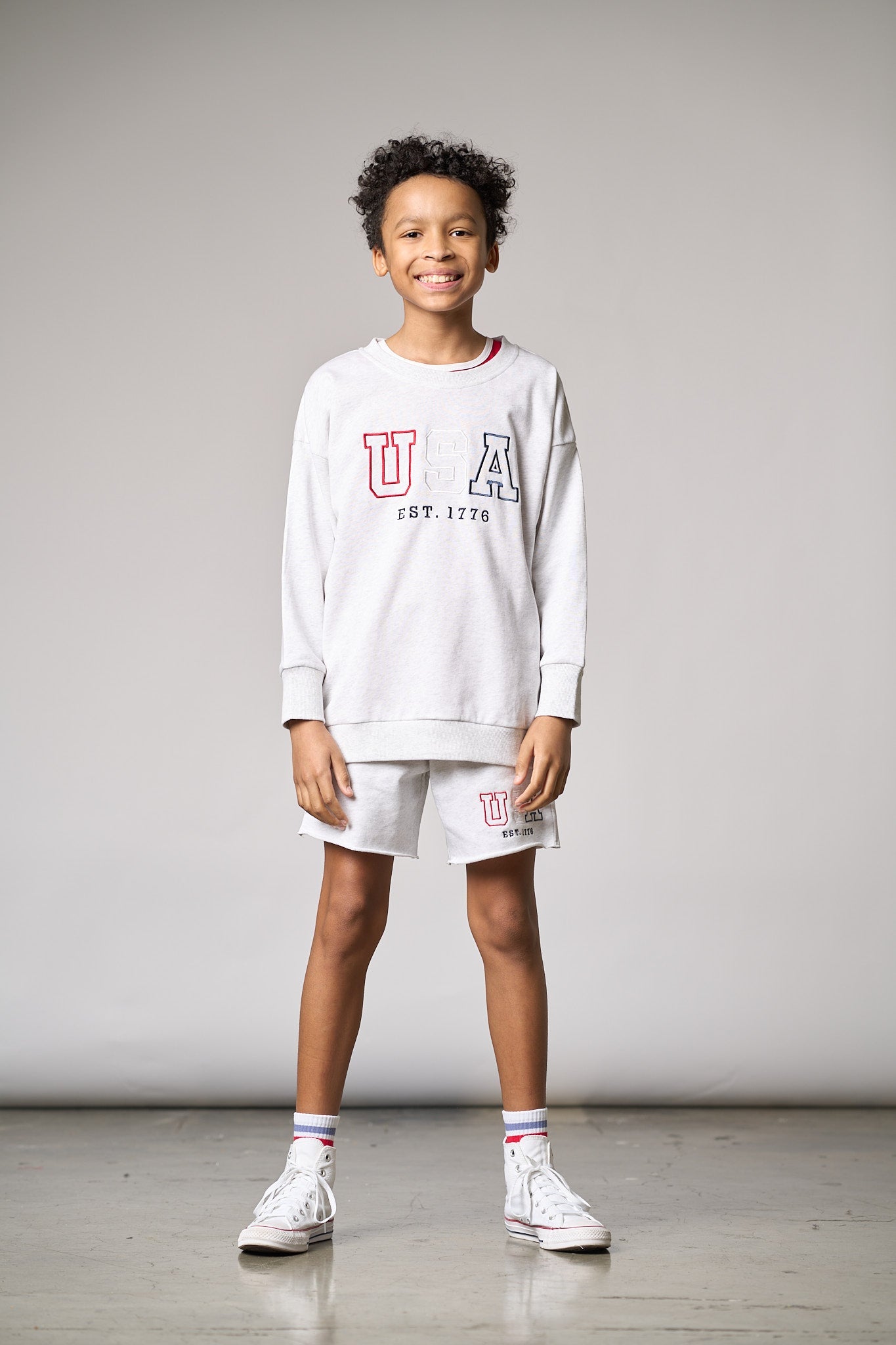 USA Raw Edge Sweatshort - Heather Grey