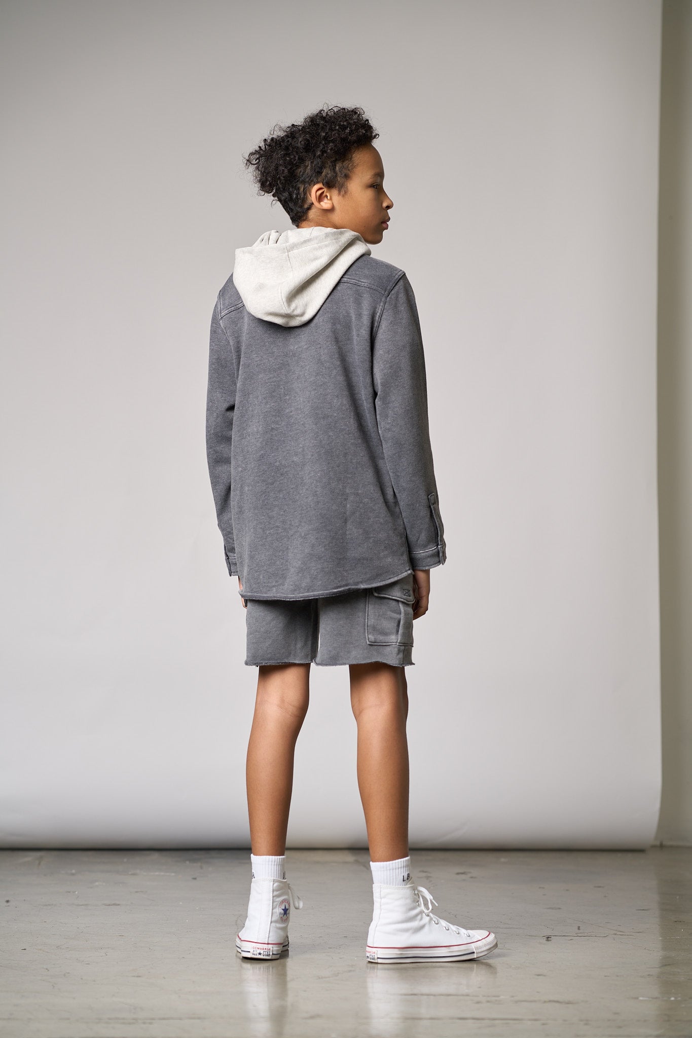 Lightweight Hooded Shacket - Charcoal Wash