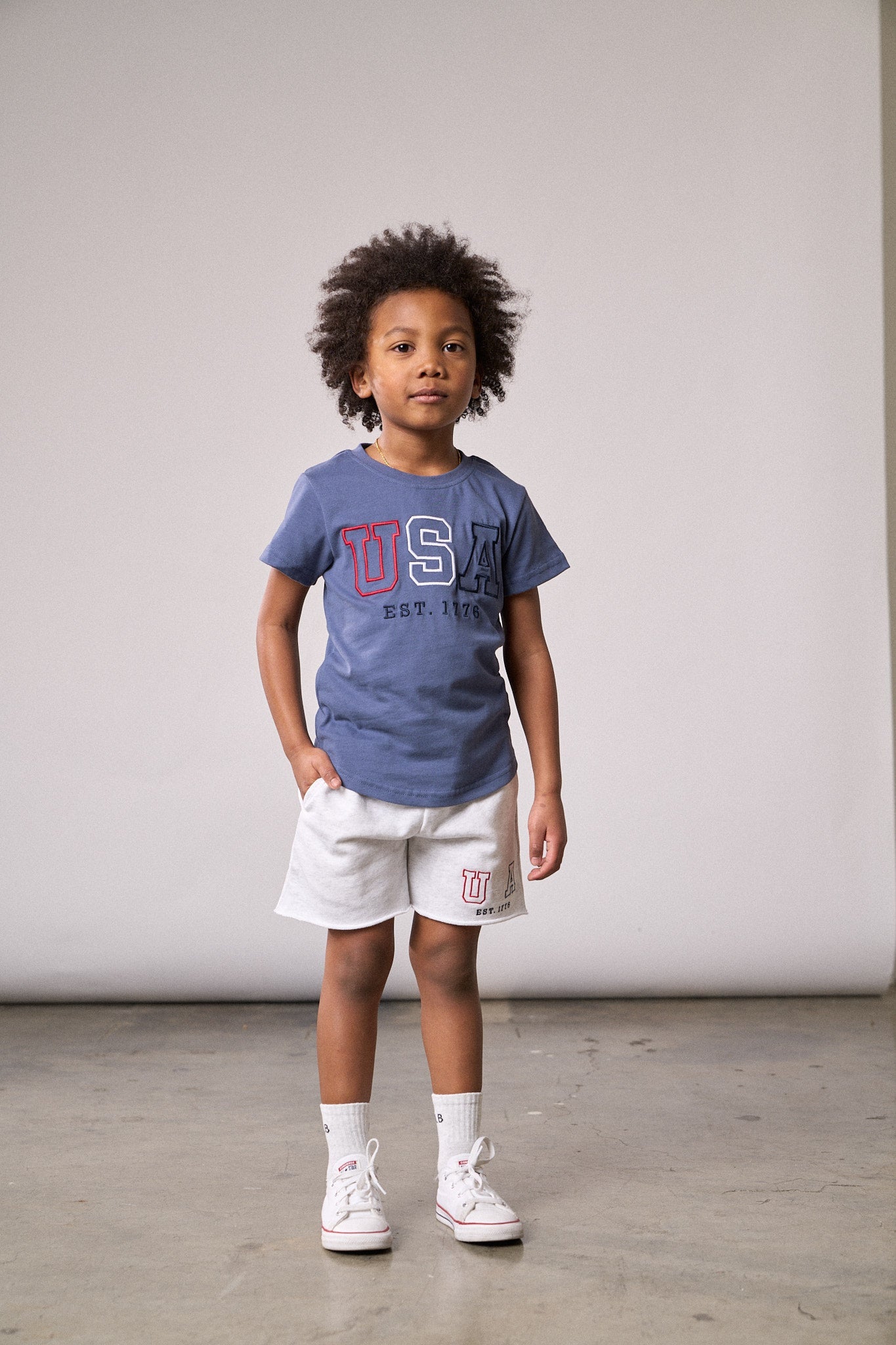 USA Raw Edge Sweatshort - Heather Grey