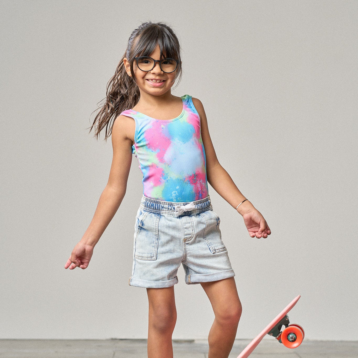 Girls Swimsuit - Neon Watercolor