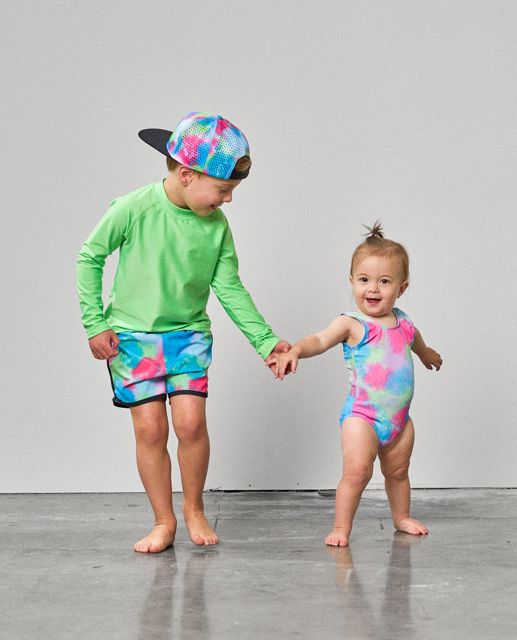 Boys Swim Short - Neon Watercolor