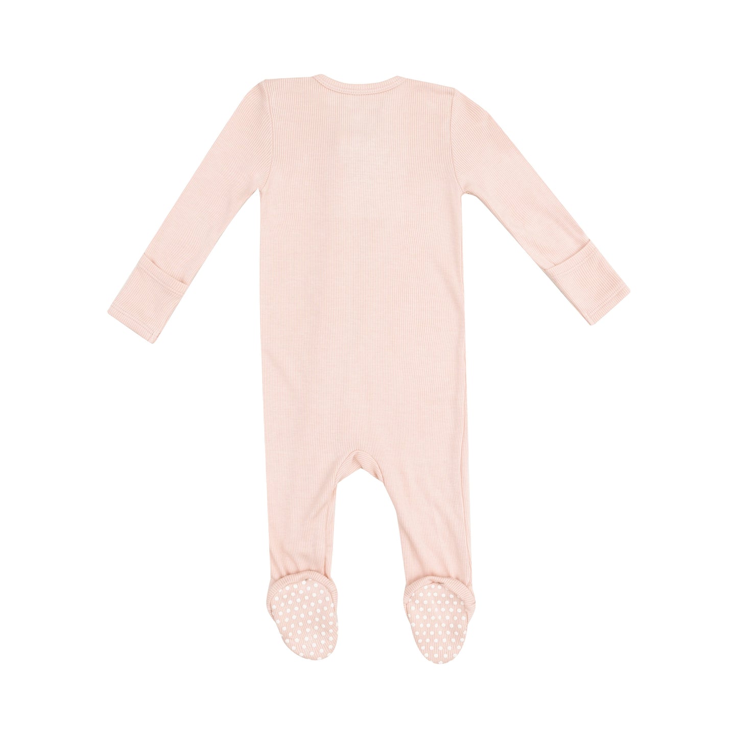 2 Way Zipper Footie - Solid Rose Smoke Ribbed