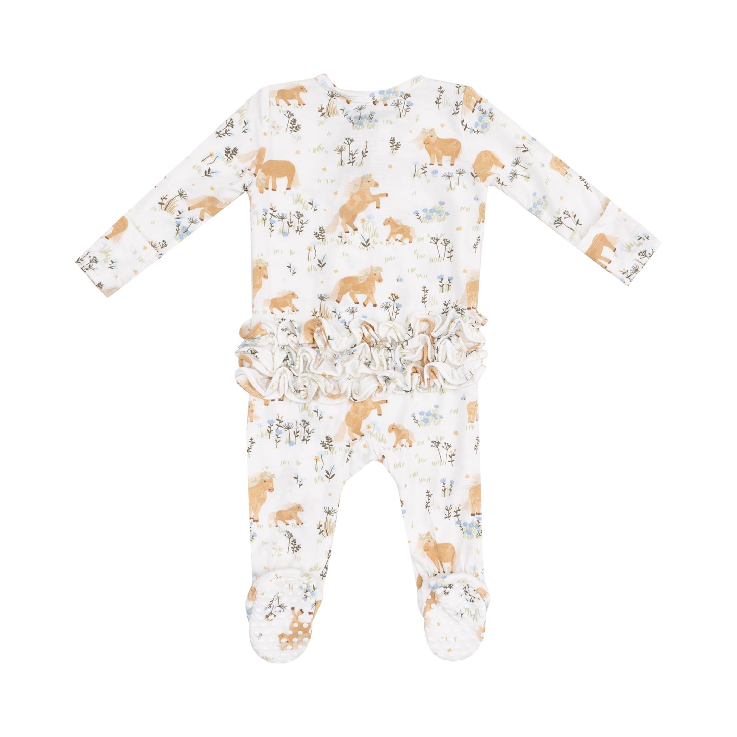 2 Way Zipper Ruffle Back Footie - Pretty Ponies