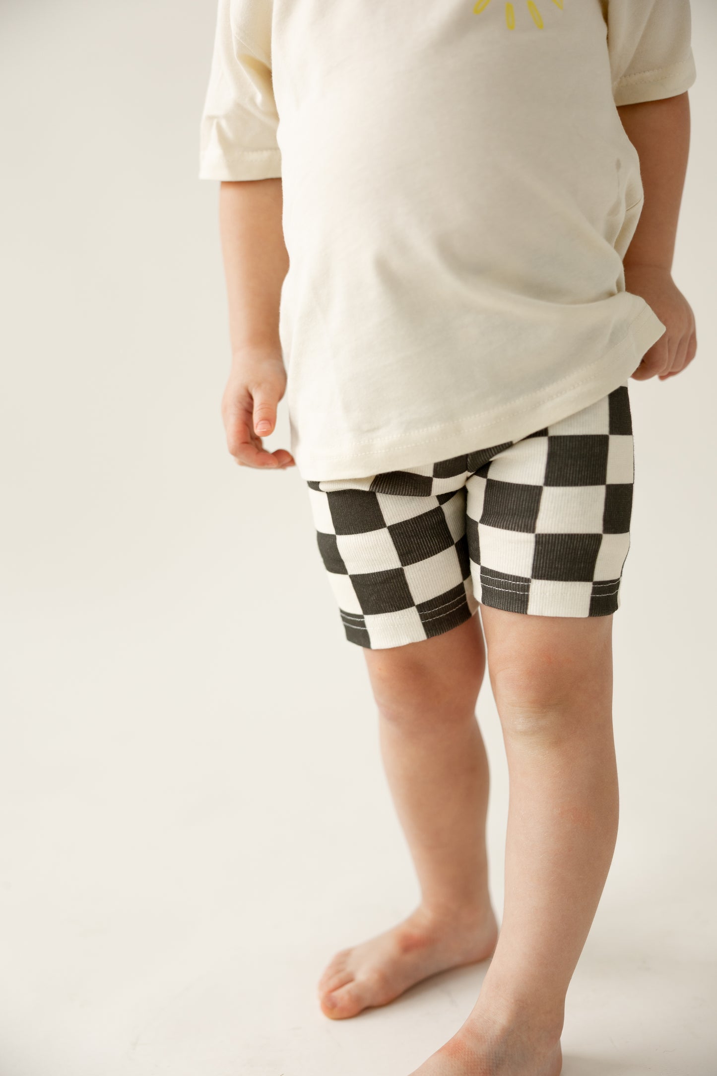 Charcoal Checkered Ribbed Biker Shorts (Adult & Kids Sizes!)