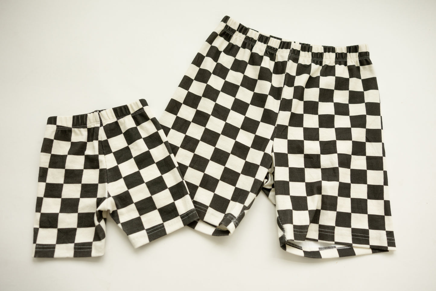 Charcoal Checkered Ribbed Biker Shorts (Adult & Kids Sizes!)