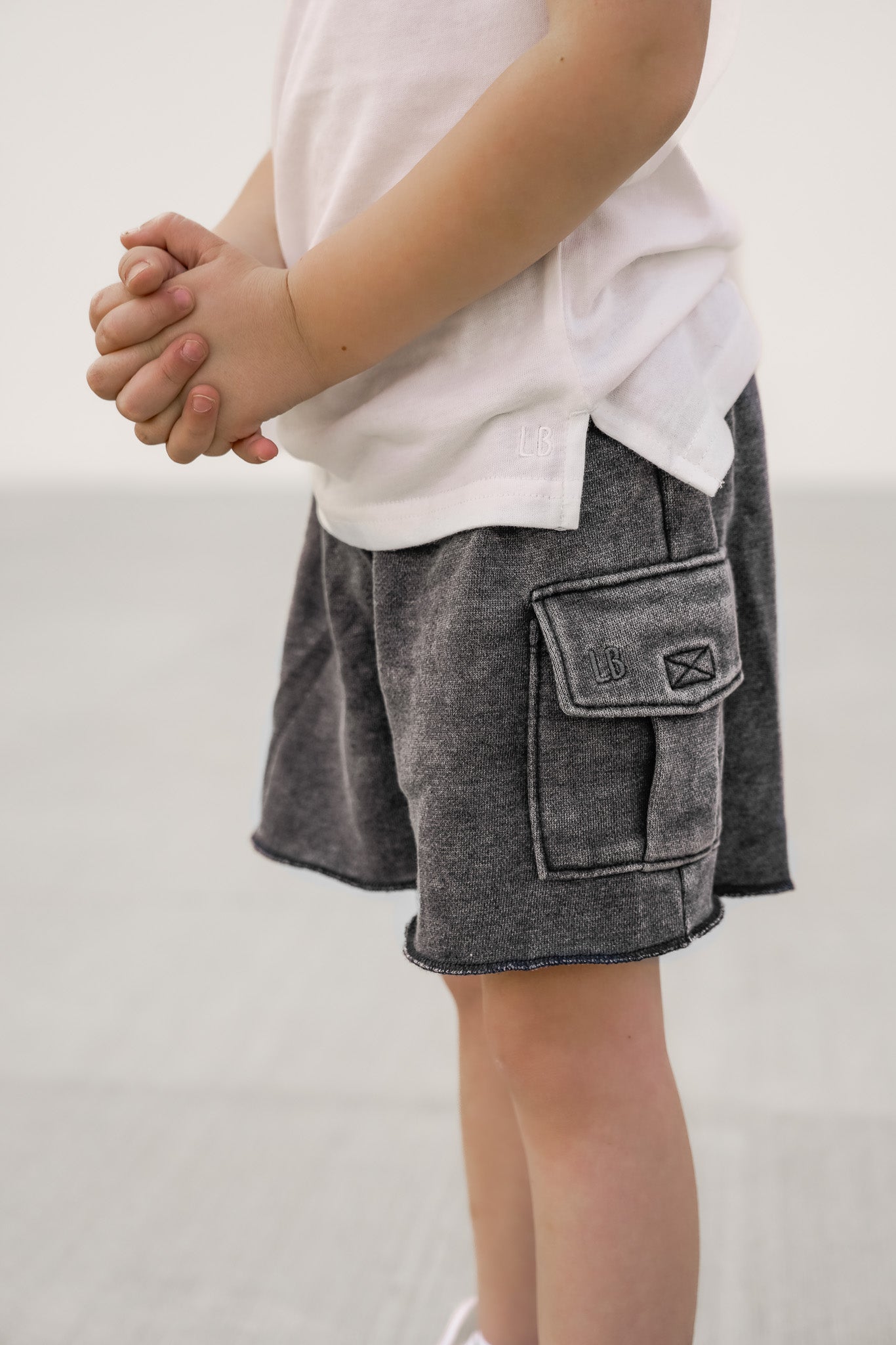 Raw Edge Cargo Short - Charcoal Wash