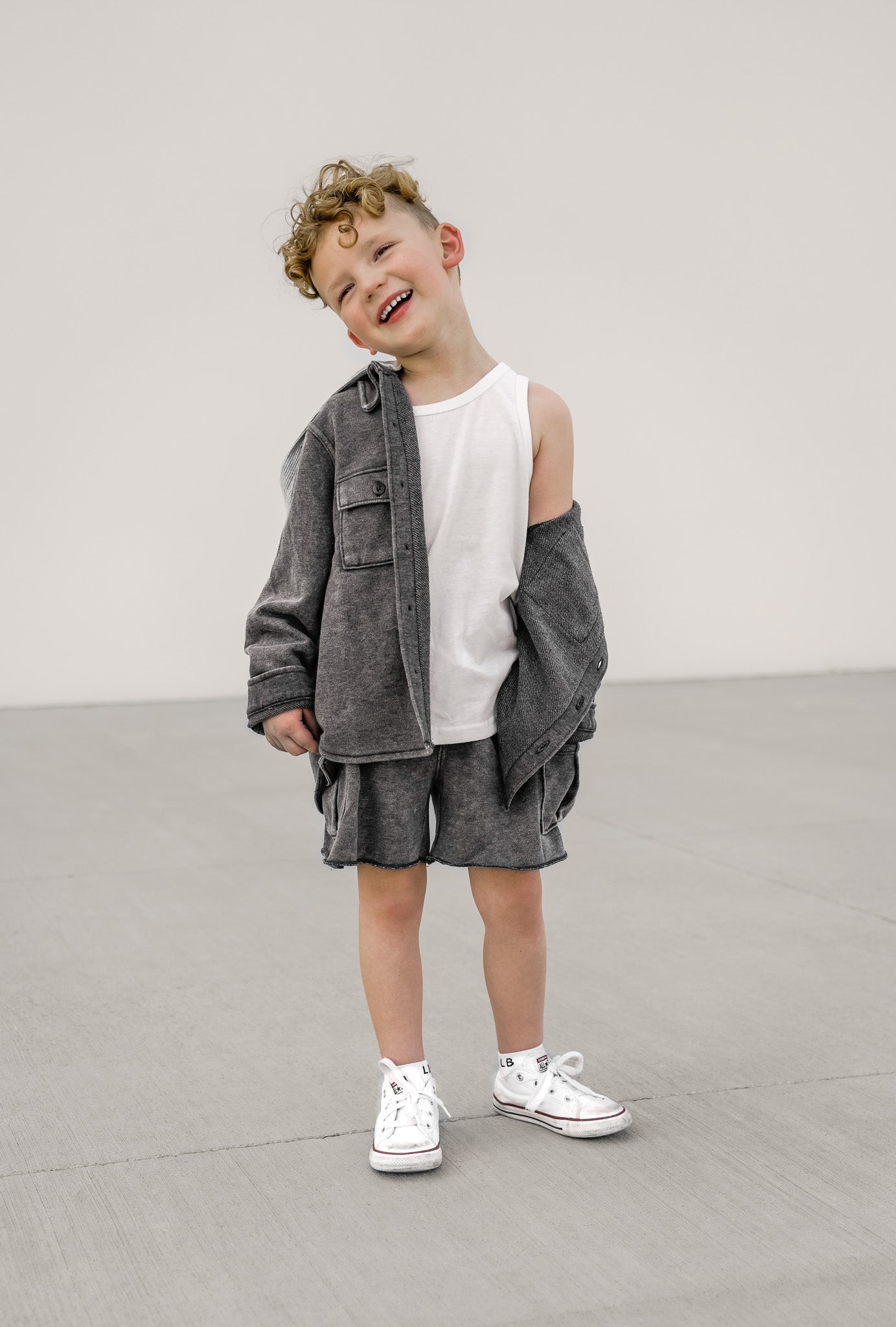 Lightweight Hooded Shacket - Charcoal Wash