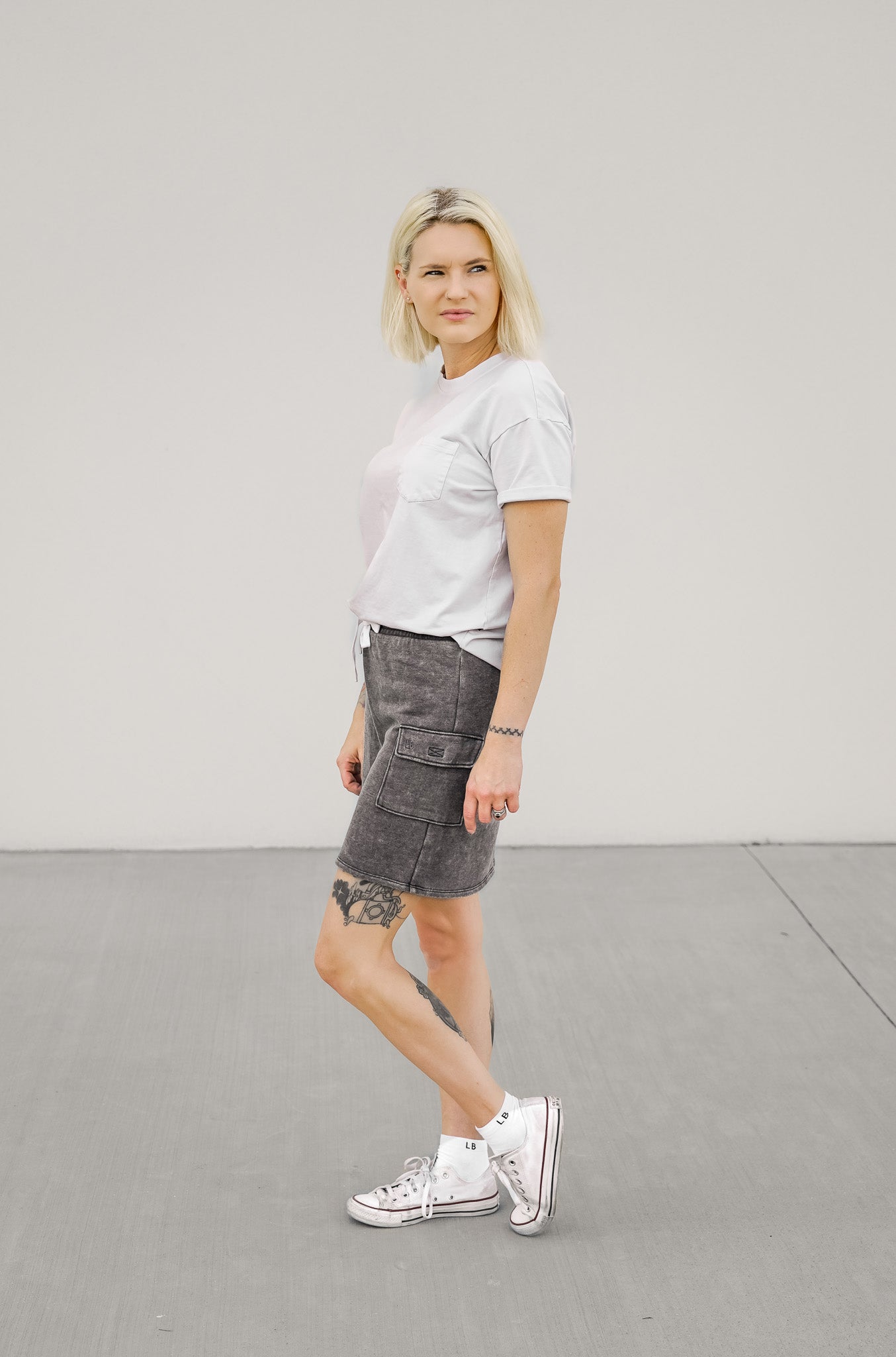 Womens Cargo Skort - Charcoal Wash