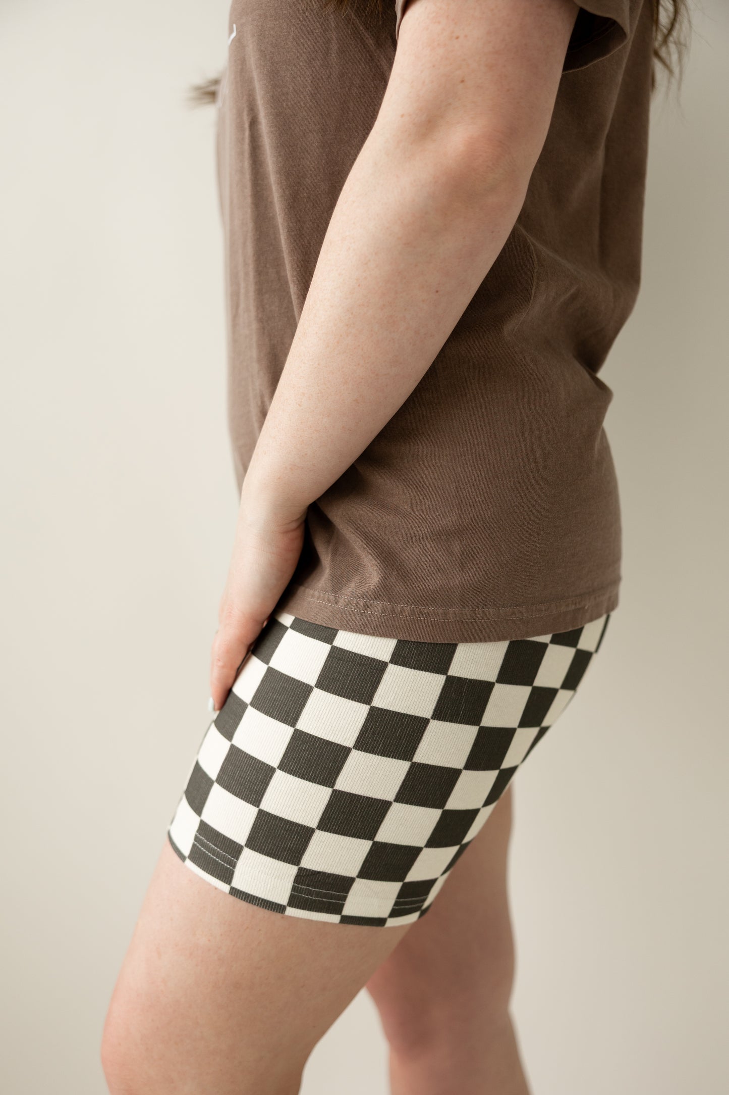 Charcoal Checkered Ribbed Biker Shorts (Adult & Kids Sizes!)