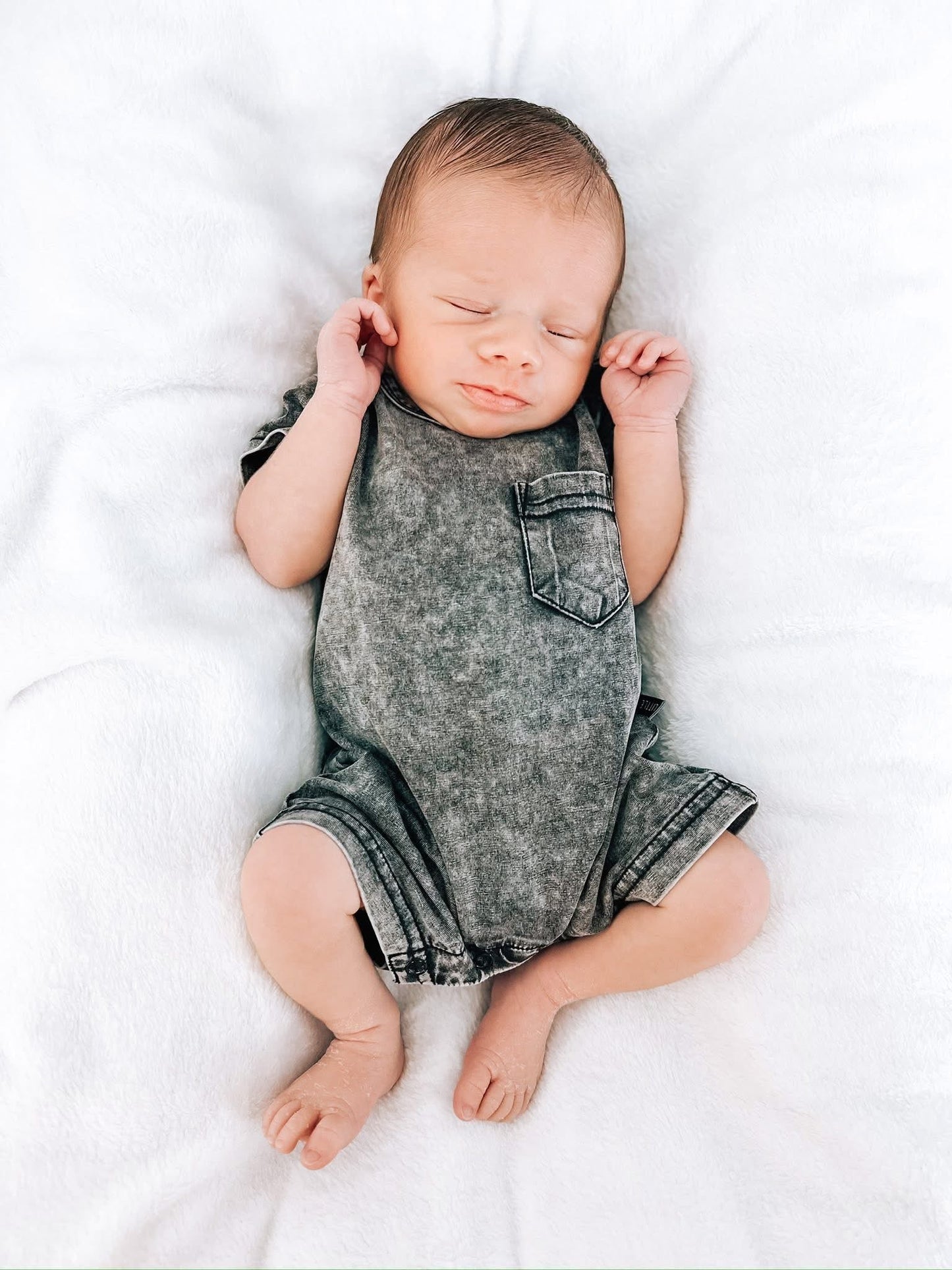 Acid Wash Shortie Romper - Black