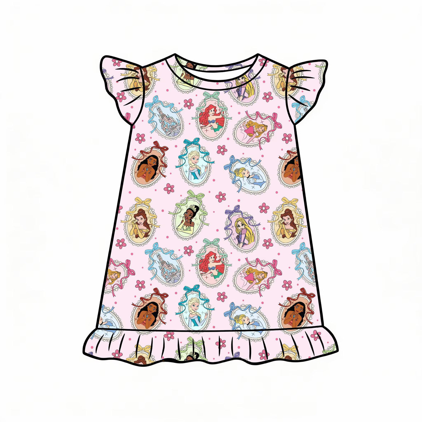 Royalty Ribbons Ruffle Nightgown | PREORDER