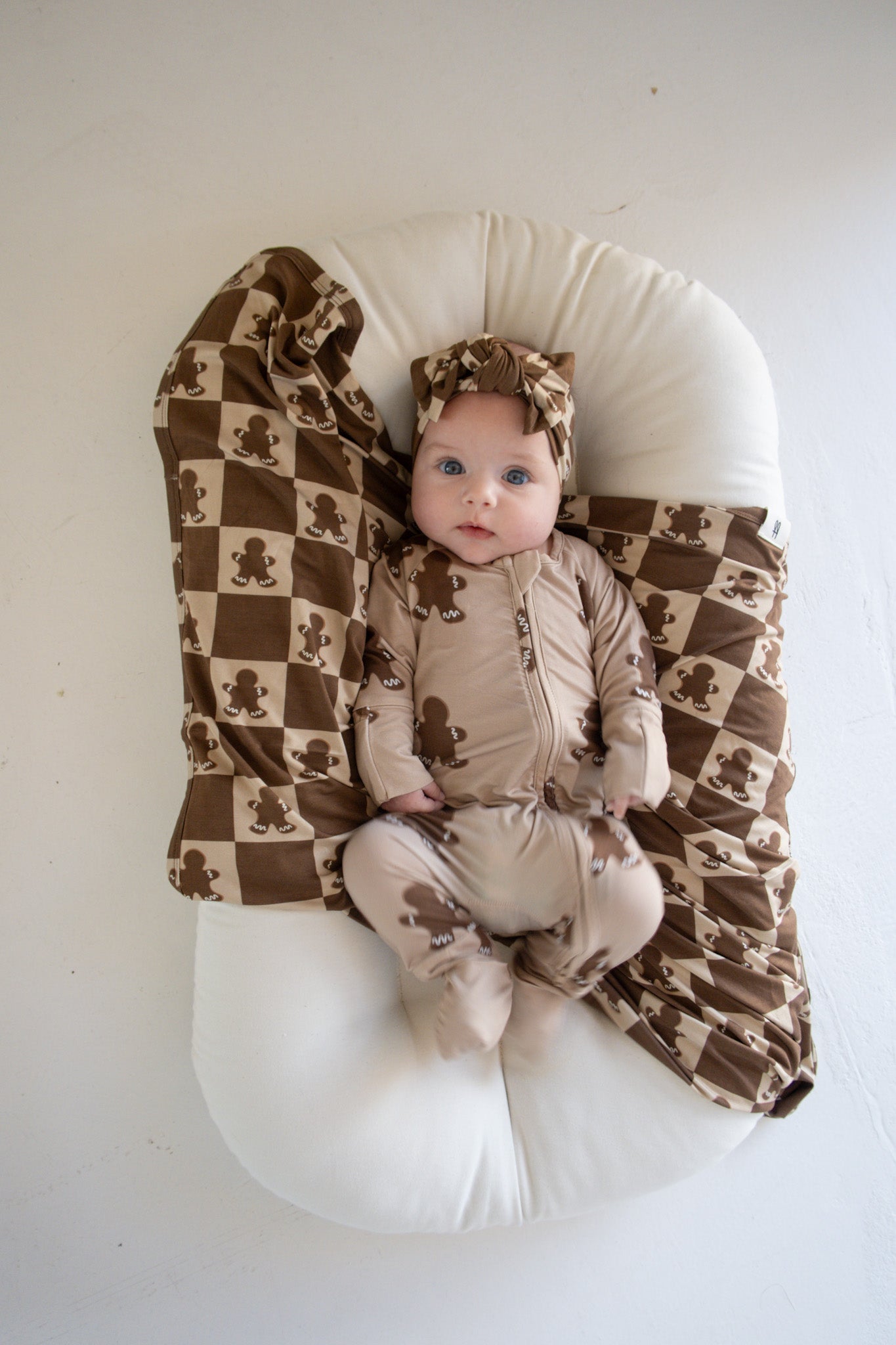 Bamboo Head Wrap | Gingerbread Checkerboard 2024