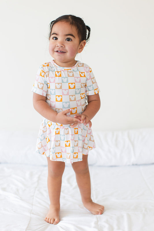 Checkerboard Charm - Bodysuit Dress