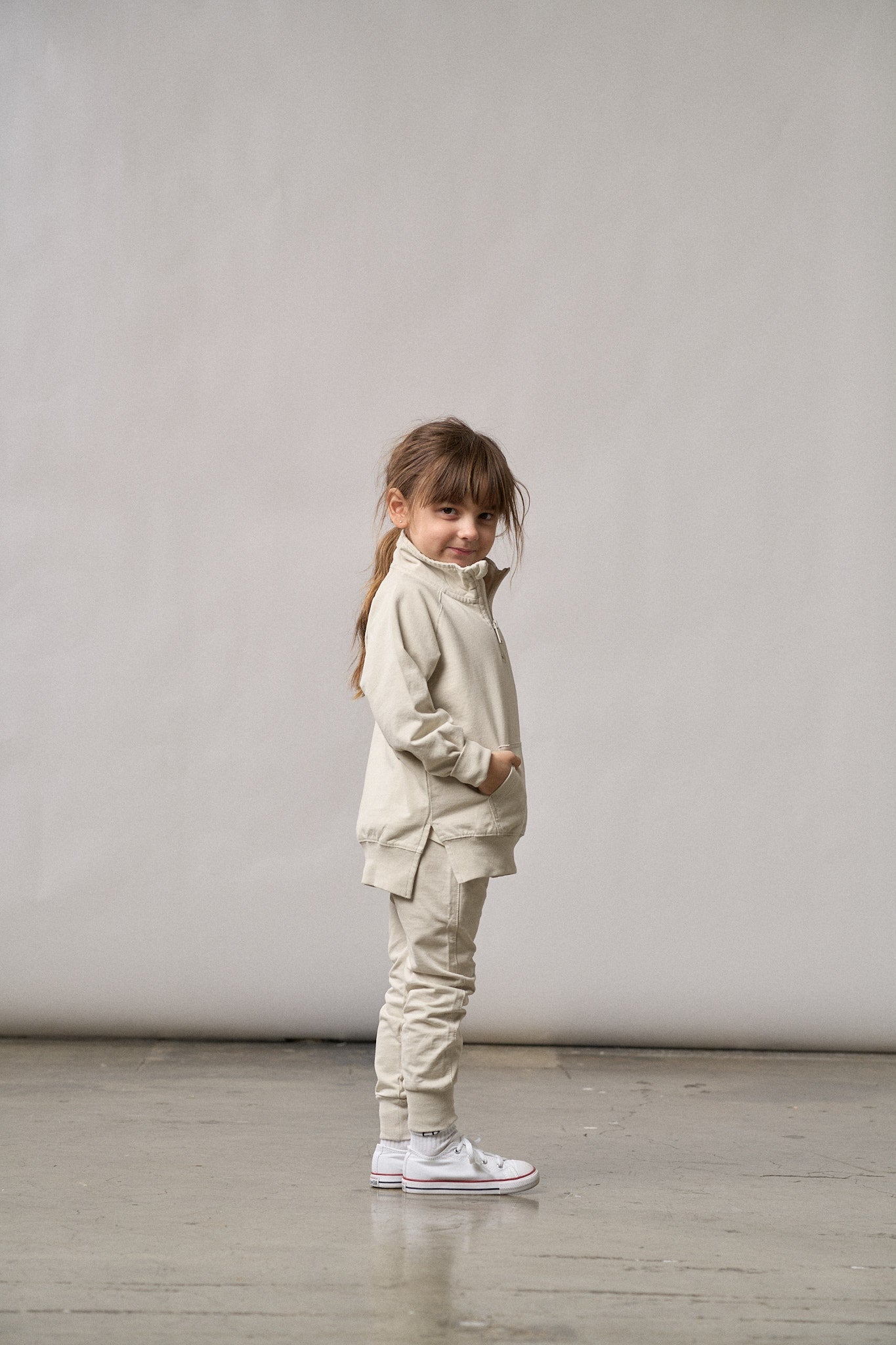 Quarter Zip Pullover - Almond Wash