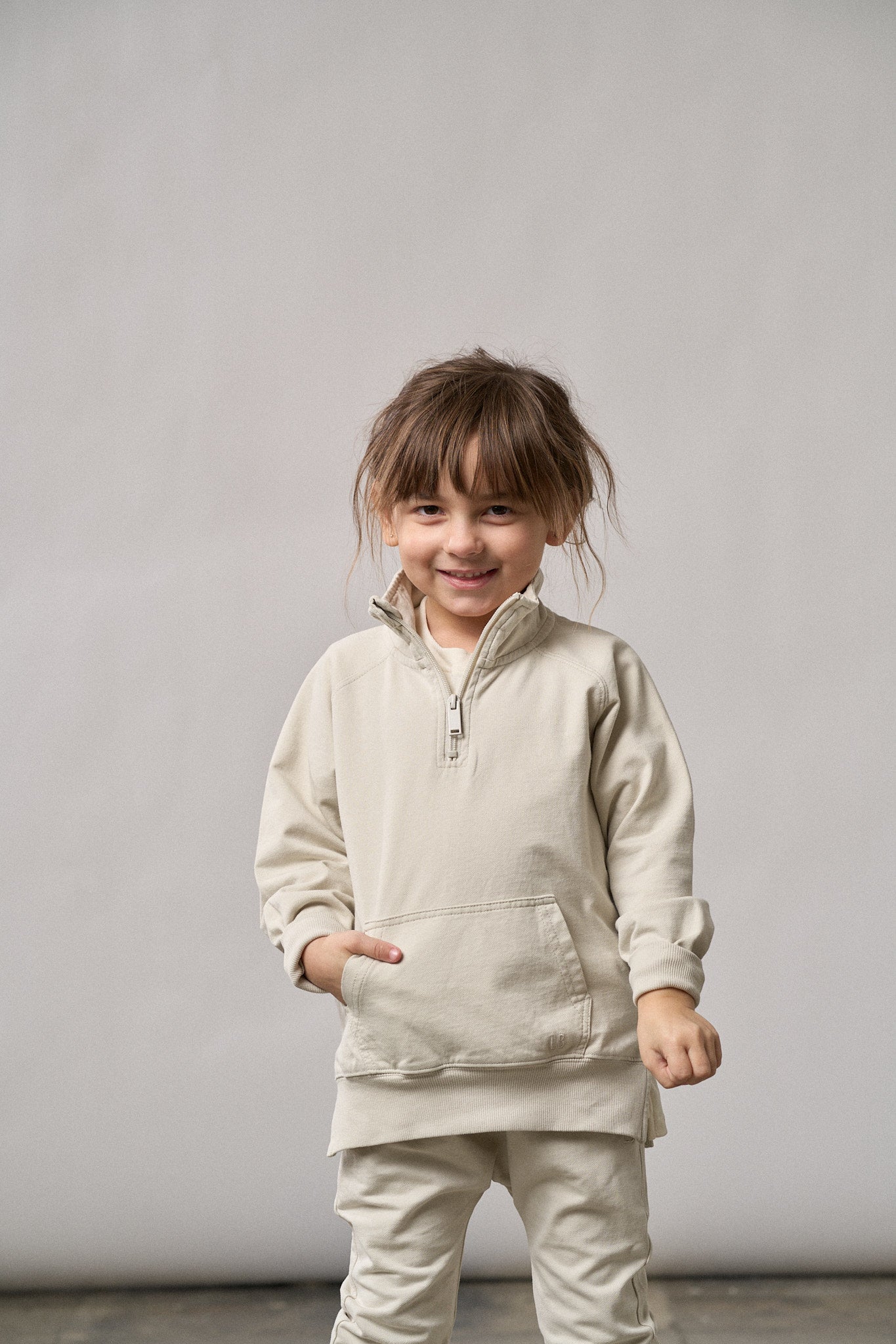 Quarter Zip Pullover - Almond Wash