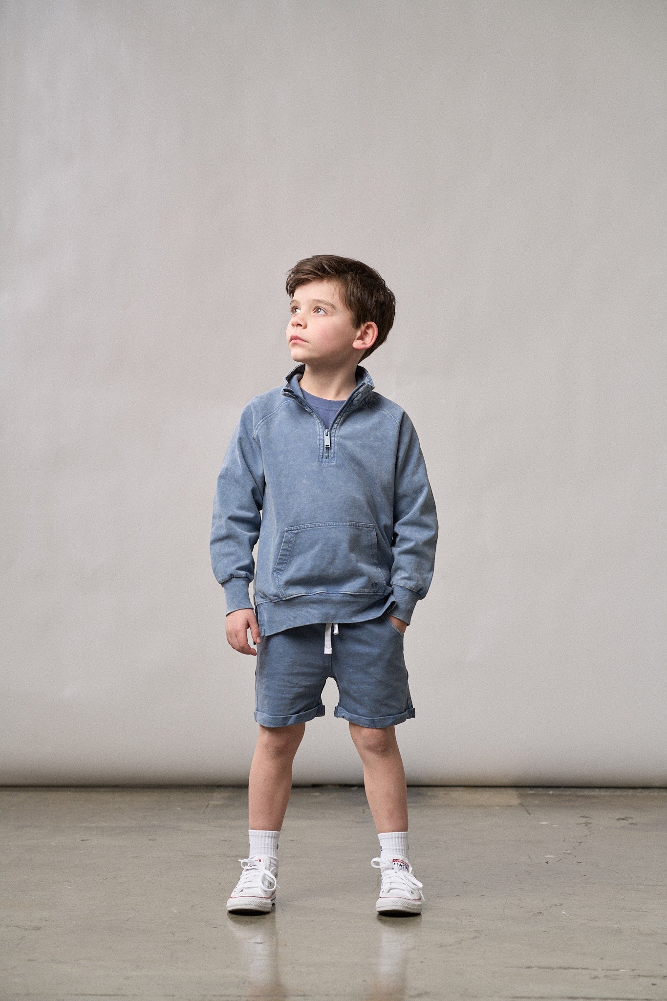 Quarter Zip Pullover -Navy Wash