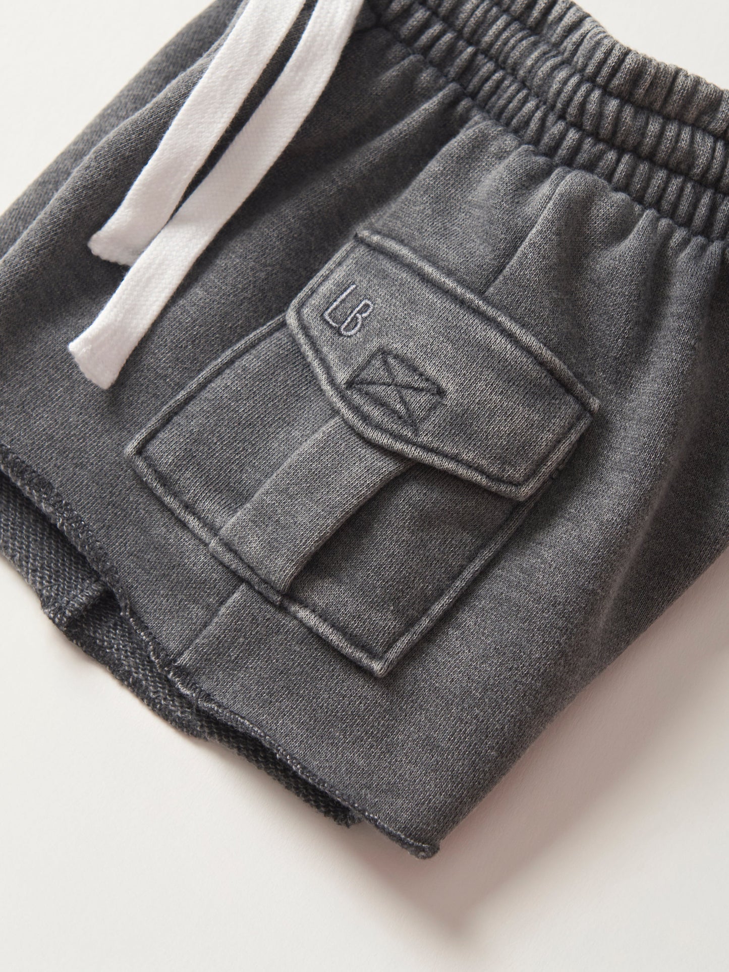 Raw Edge Cargo Short - Charcoal Wash