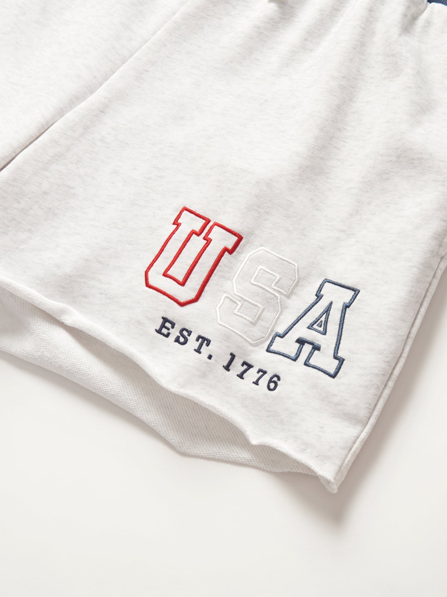 Adult USA Raw Edge Sweatshort - Heather Grey