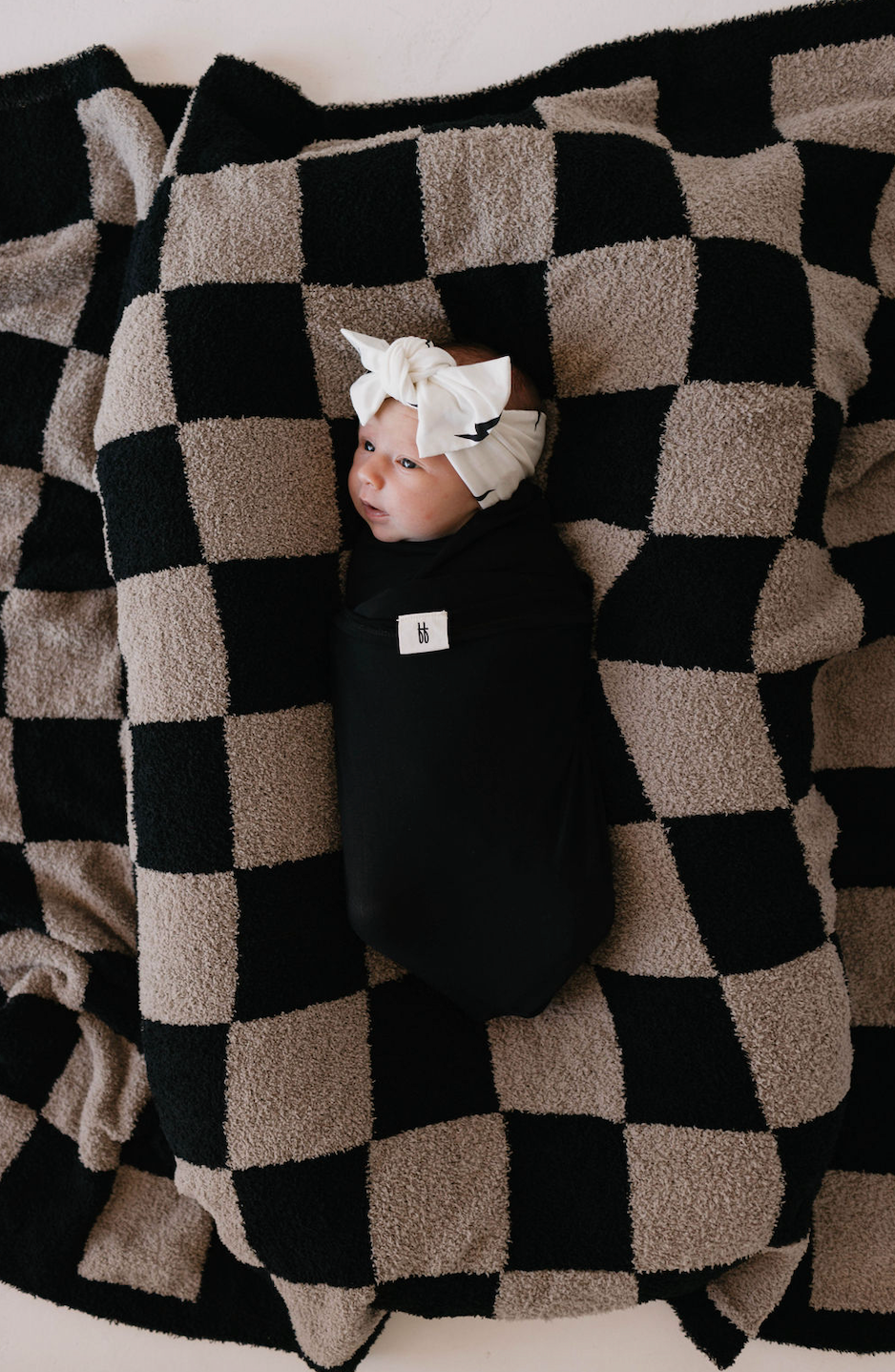Bamboo Head Wrap | White + Black Bolt