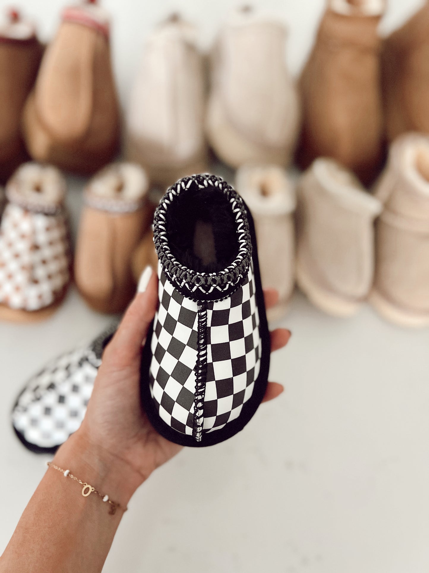 Mini Slides | Black Checkered | Toddler | PREORDER