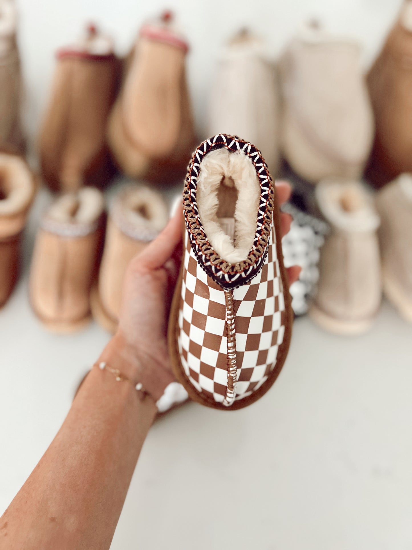 Mini Slides | Chestnut Checkered | Toddler | PREORDER