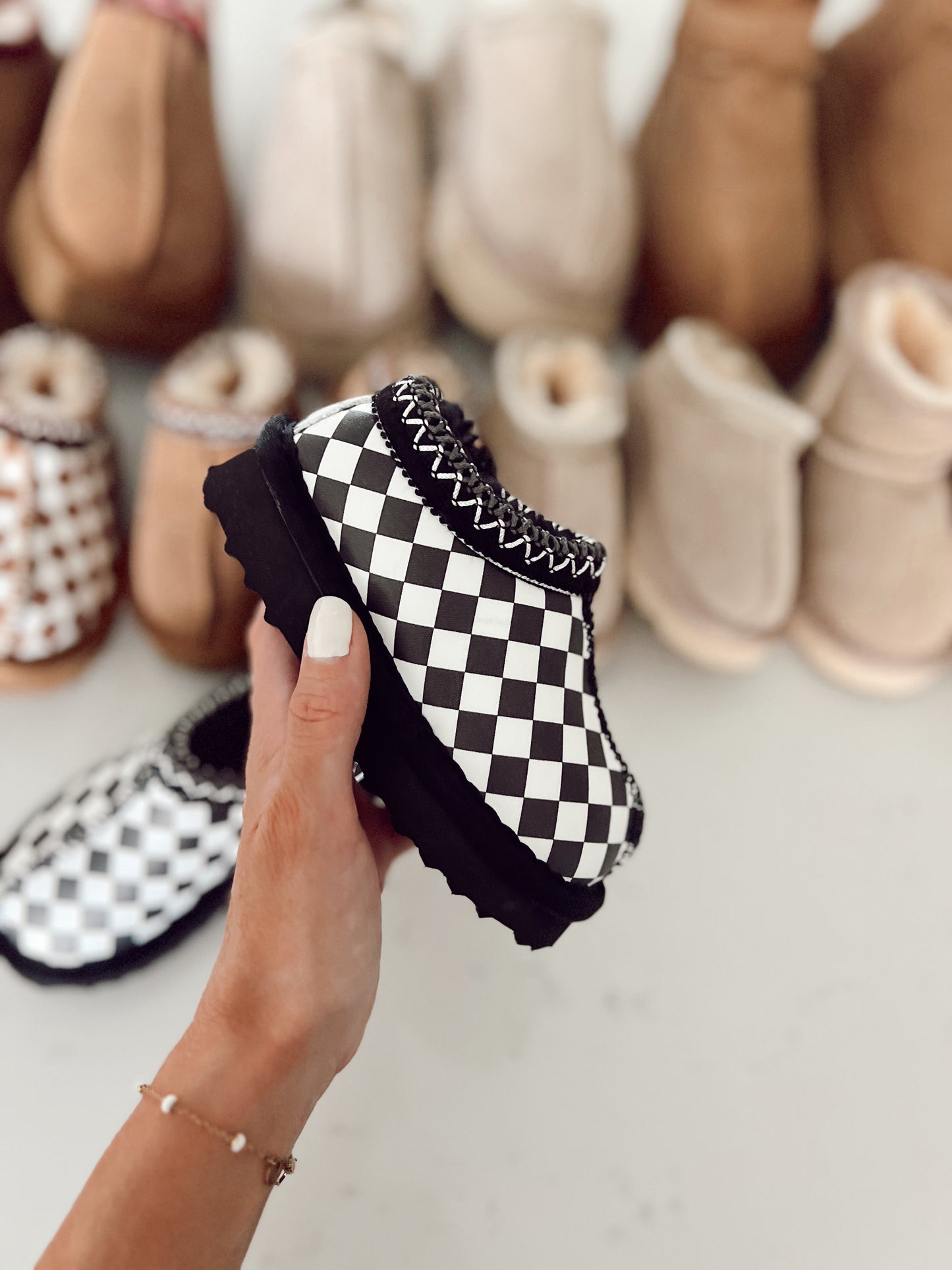 Mini Slides | Black Checkered | Toddler | PREORDER