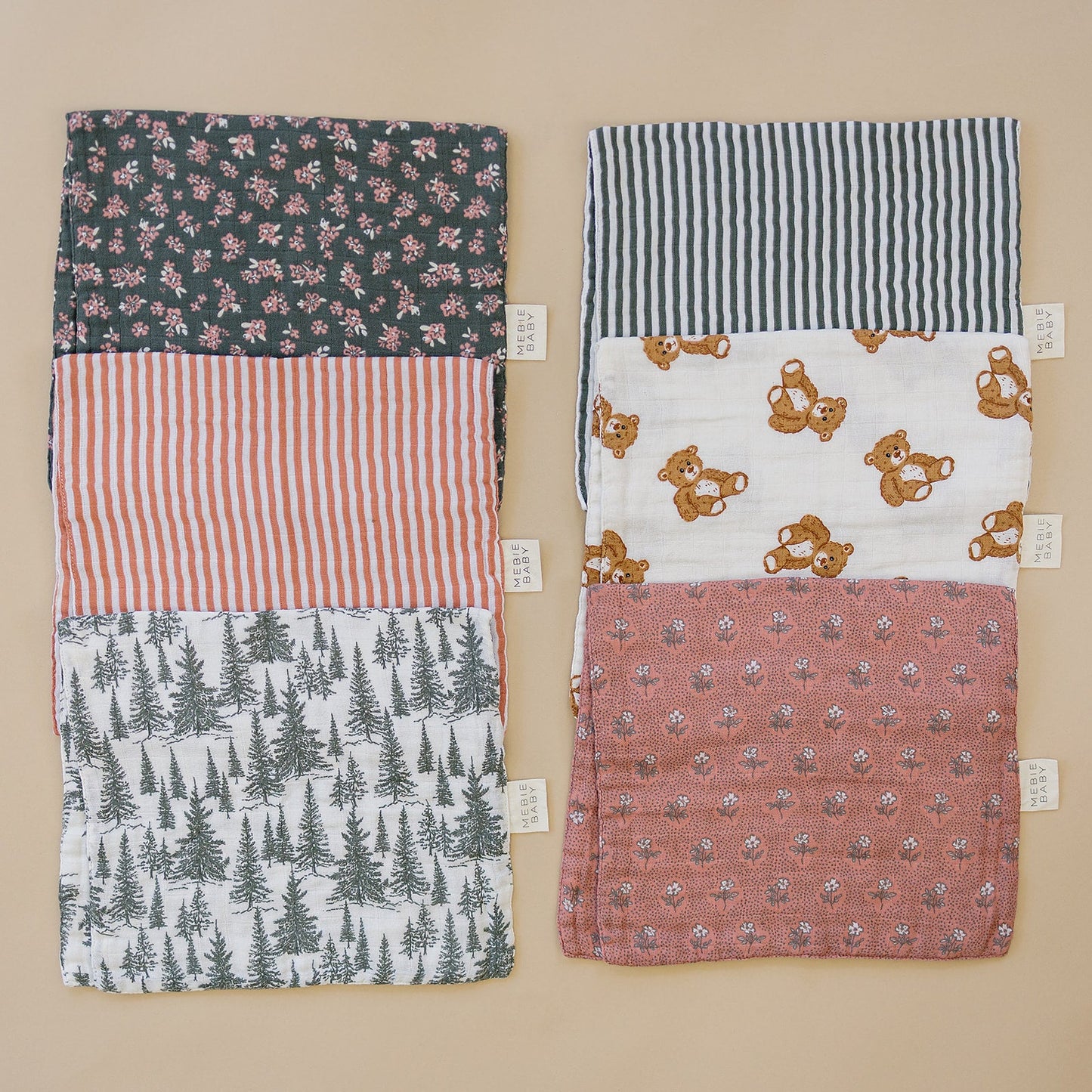 Pink Stripes Muslin Burp Cloth