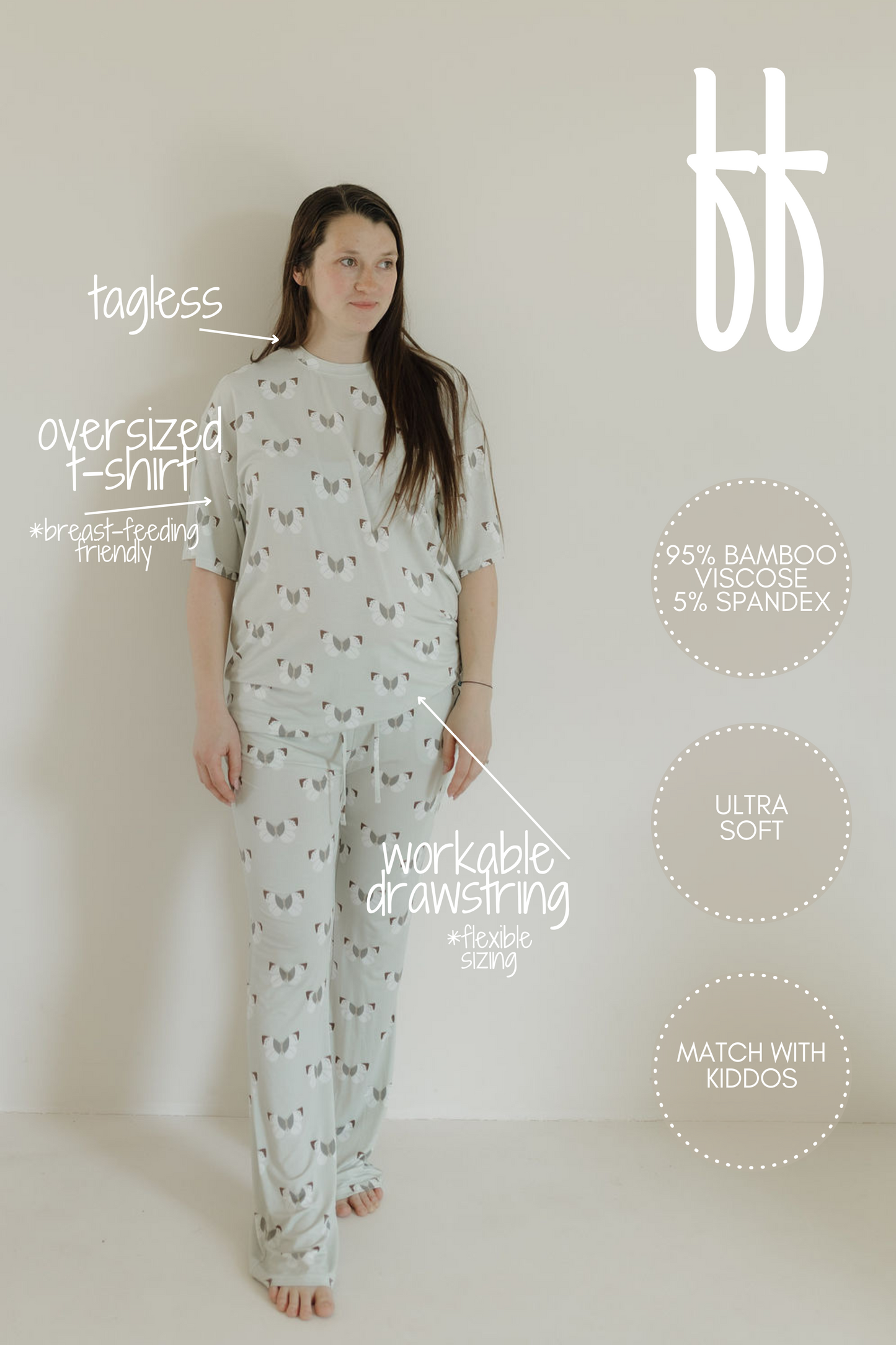 Short Sleeve Women's Bamboo Pajamas | Butterflies