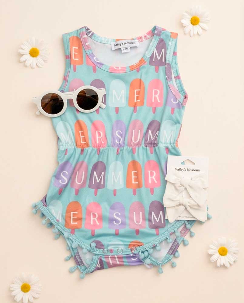 Dillon Pom Pom Romper - Pop of Summer