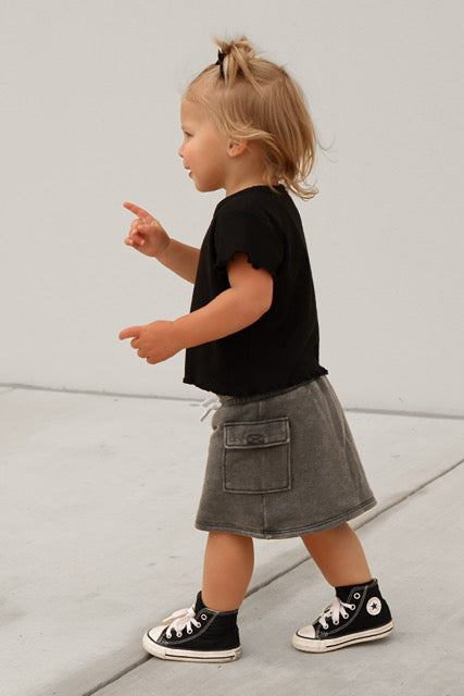 Cargo Skort - Charcoal Wash