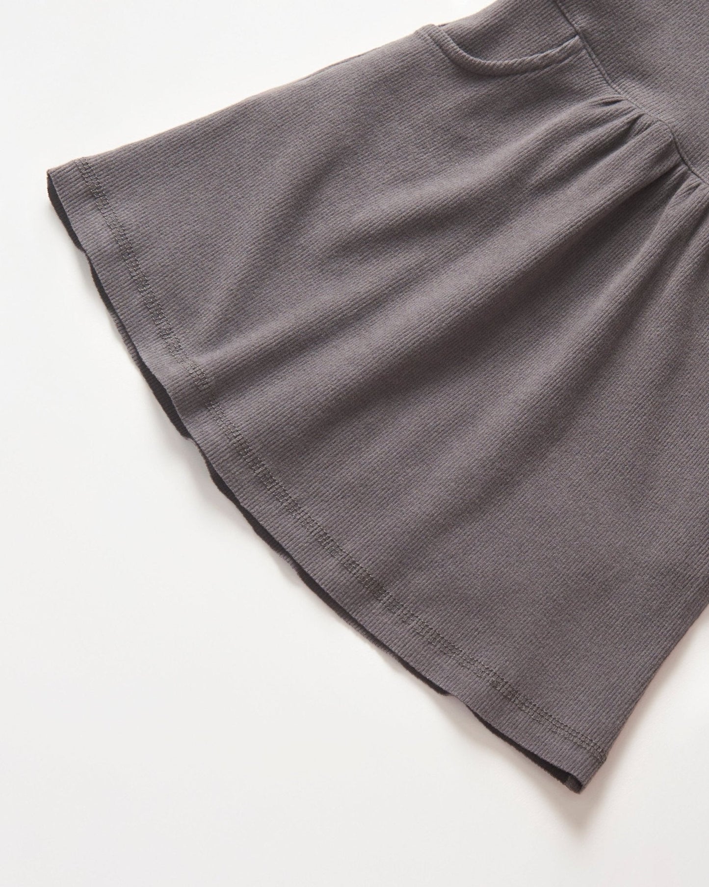 Long Sleeve Ribbed Dress - Graphite