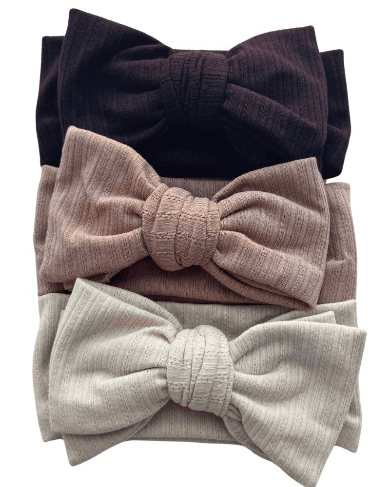 Skinny Knit Large Bow Headband - Cocoa