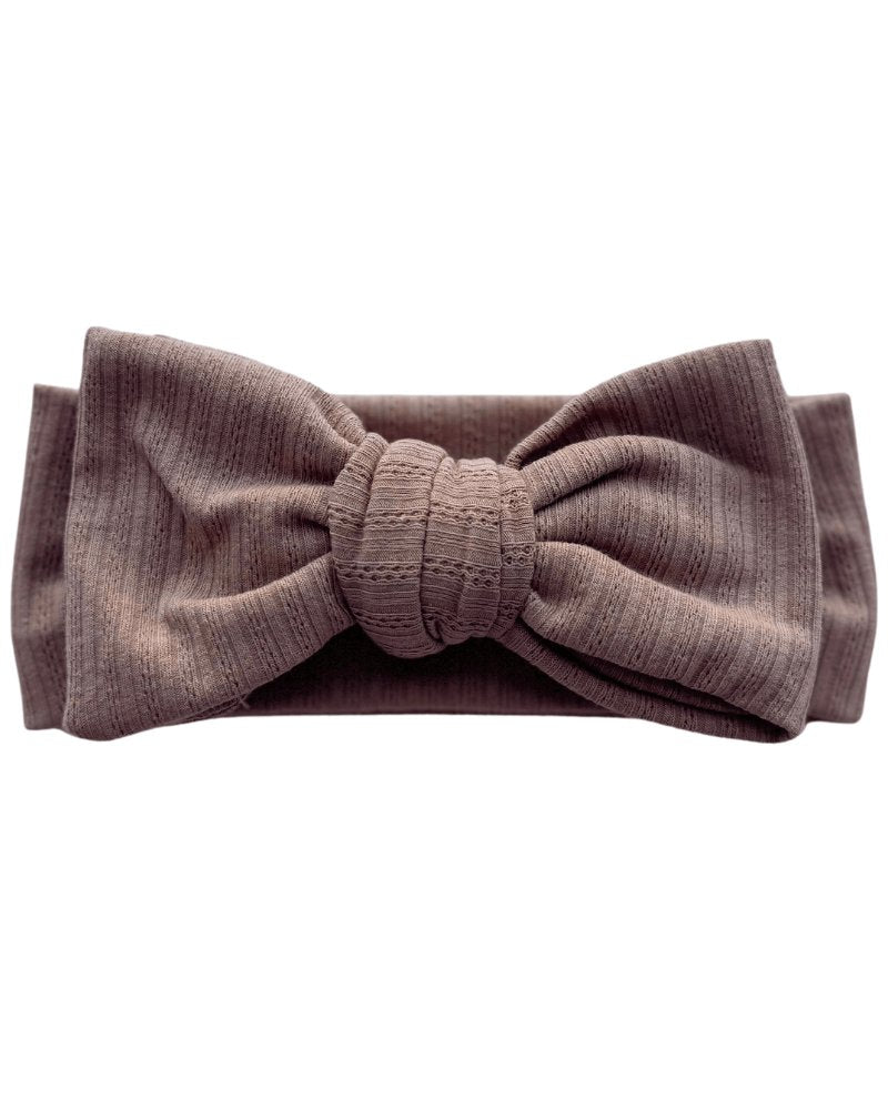 Skinny Knit Large Bow Headband - Mocha