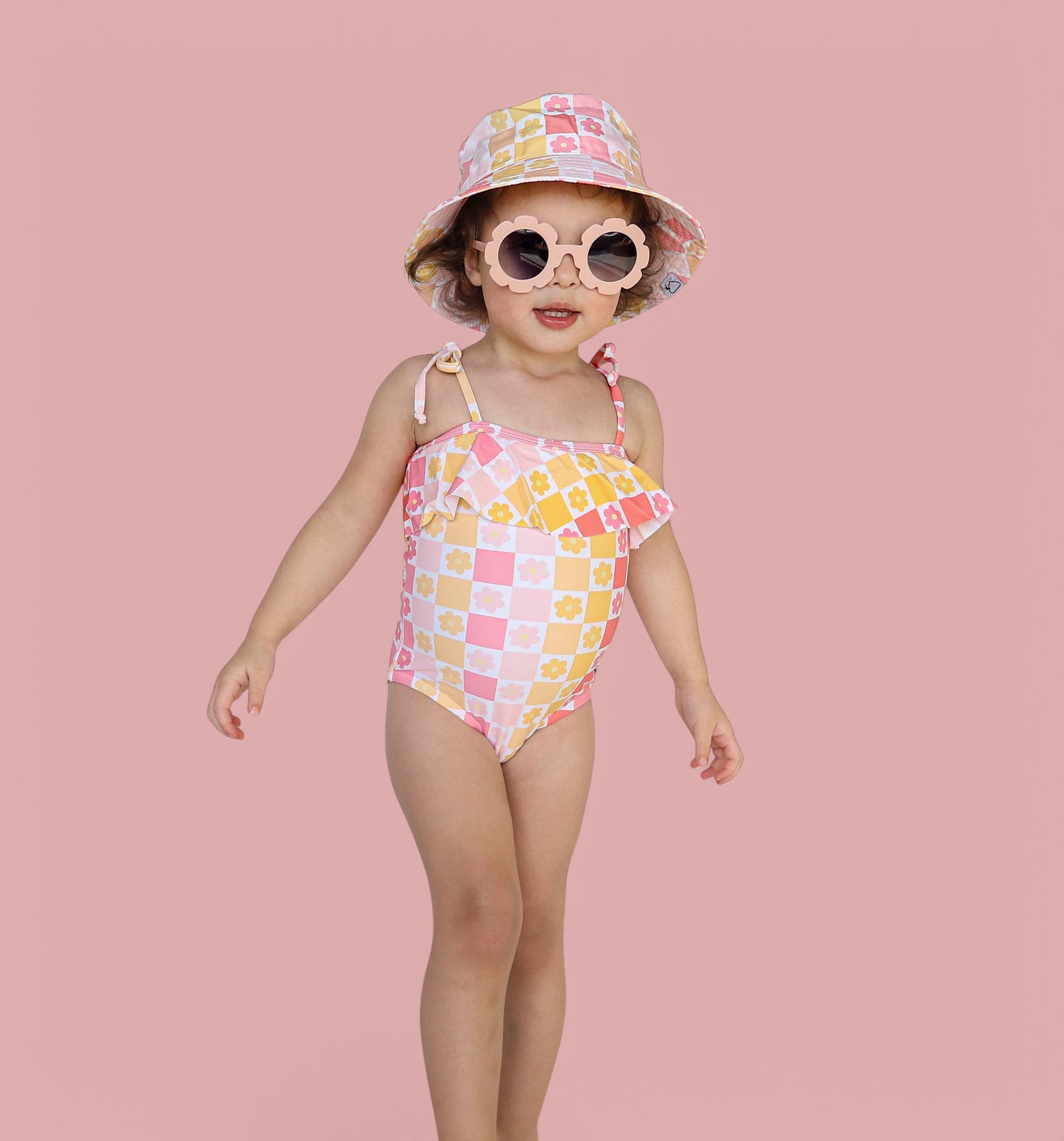 SUMMER SUNSET CHECKERS DREAM BUCKET HAT