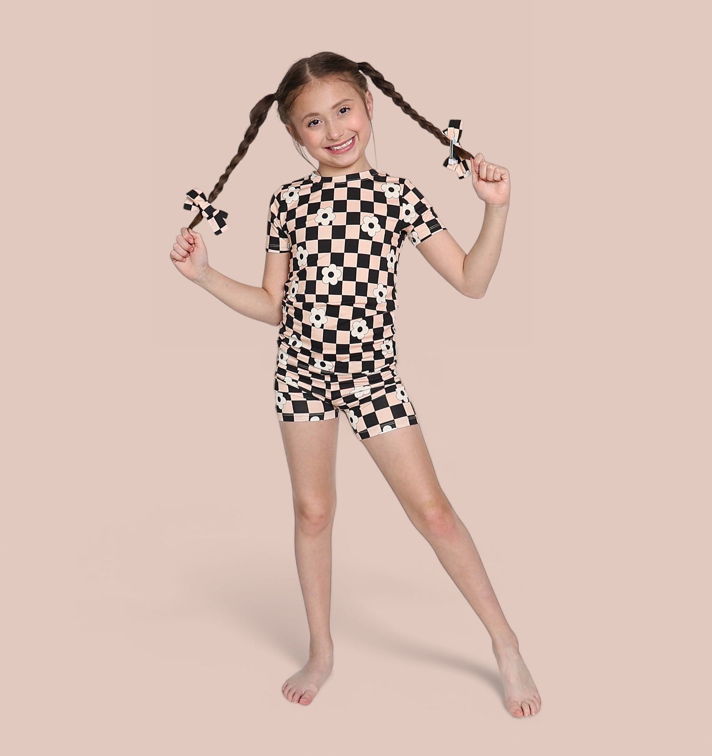 RETRO DAISY CHECKS DREAM SHORT SET