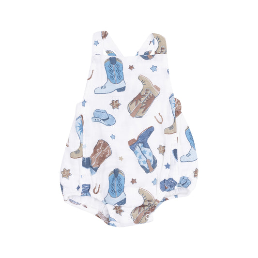 Retro Sunsuit - Cowboy Boots Blue