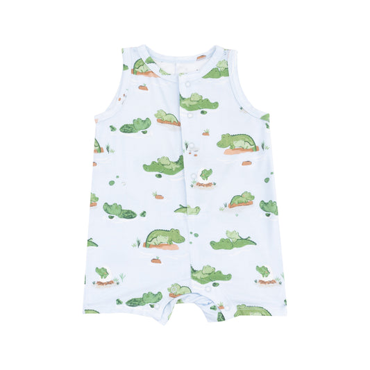 Sleeveless Shortie Romper - Alligator Blue