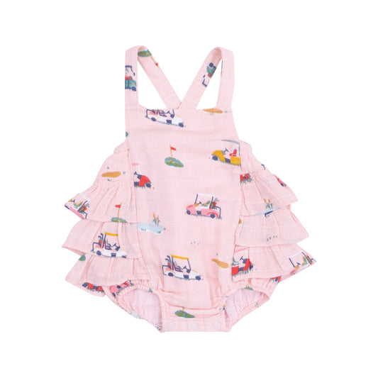 Ruffle Sunsuit - Golf Cart Cuties Pink