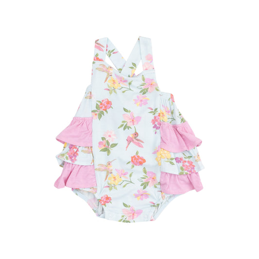 Ruffle Sunsuit - Cute Hummingbirds