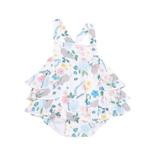 Ruffle Sunsuit - Narwhal Floral