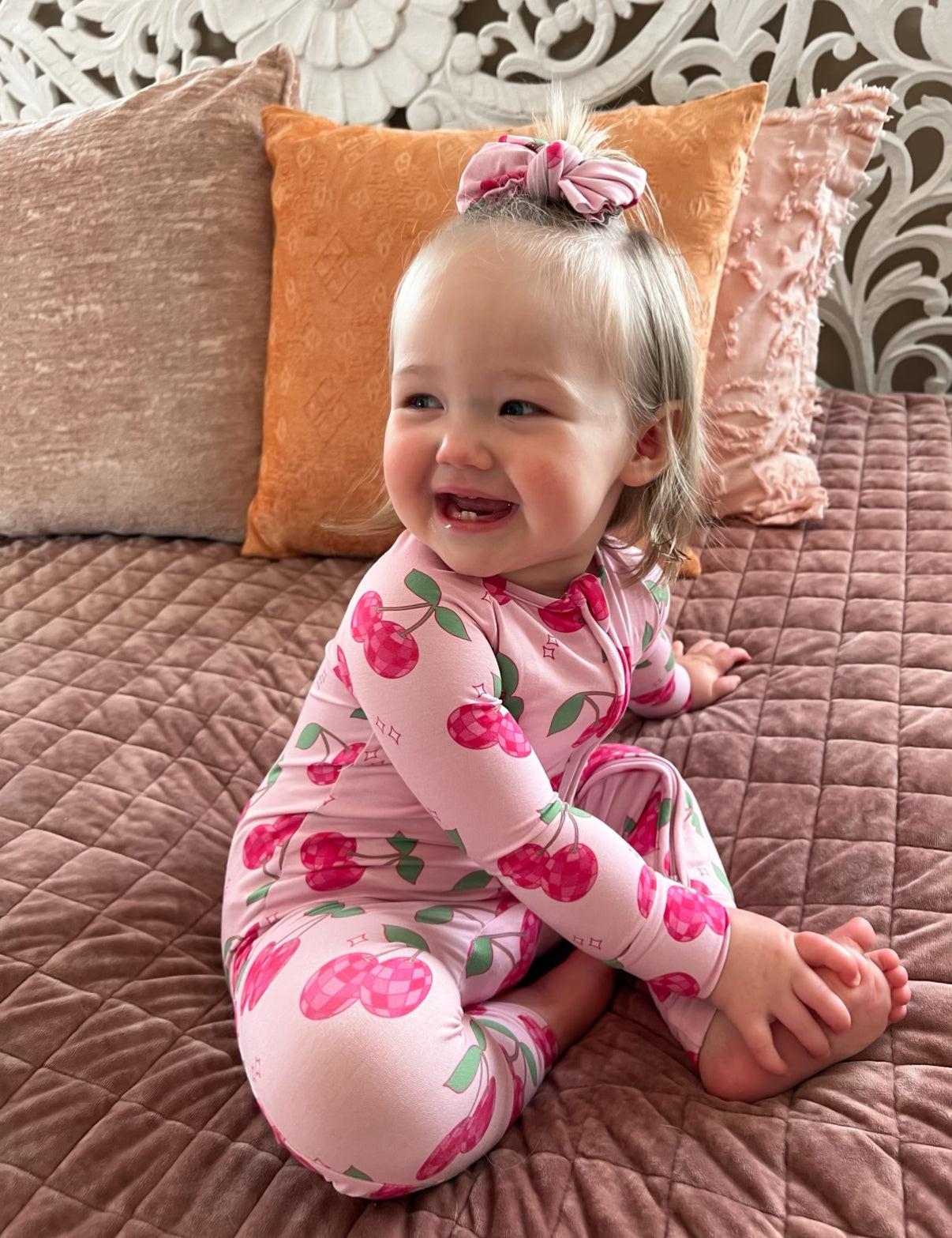 CHERRY DISCO ZIP UP BAMBOO JAMMIE