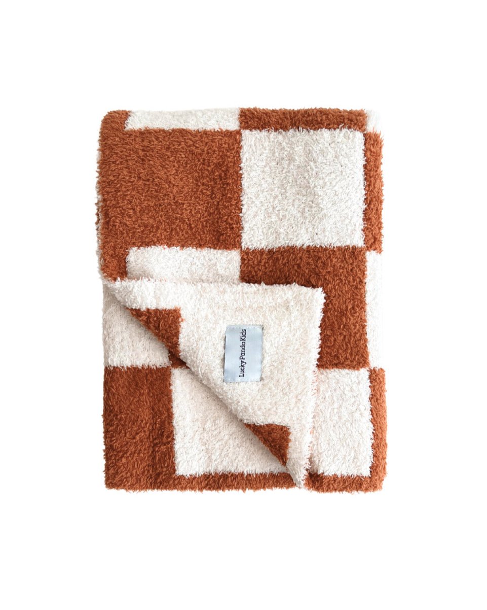 Checkered Plush Blanket | Copper