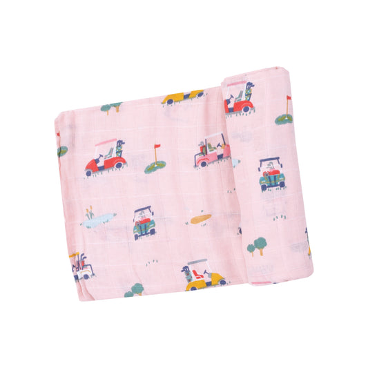 Swaddle Blanket - Golf Cart Cuties Pink